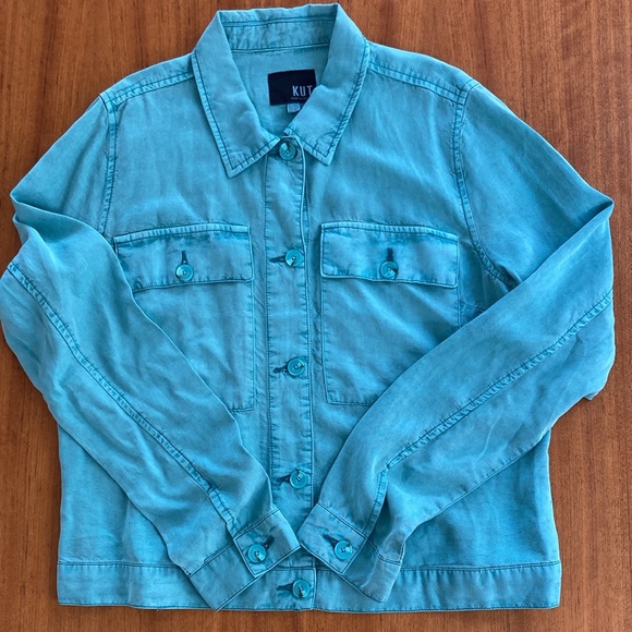 KUT from the Kloth Abigail Jacket Size Large Aqua - Picture 8 of 12